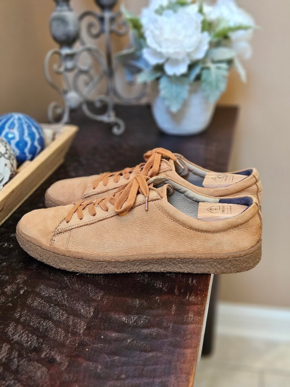 Banana Republic Leather/Nubuck Sneakers, Tan, Sz 13 - Picture 3 of 16